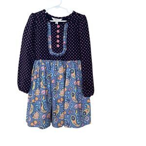 Matilda Jane Girls 6 Moments With You Dress Navy Pink Polka Dots Floral Paisley